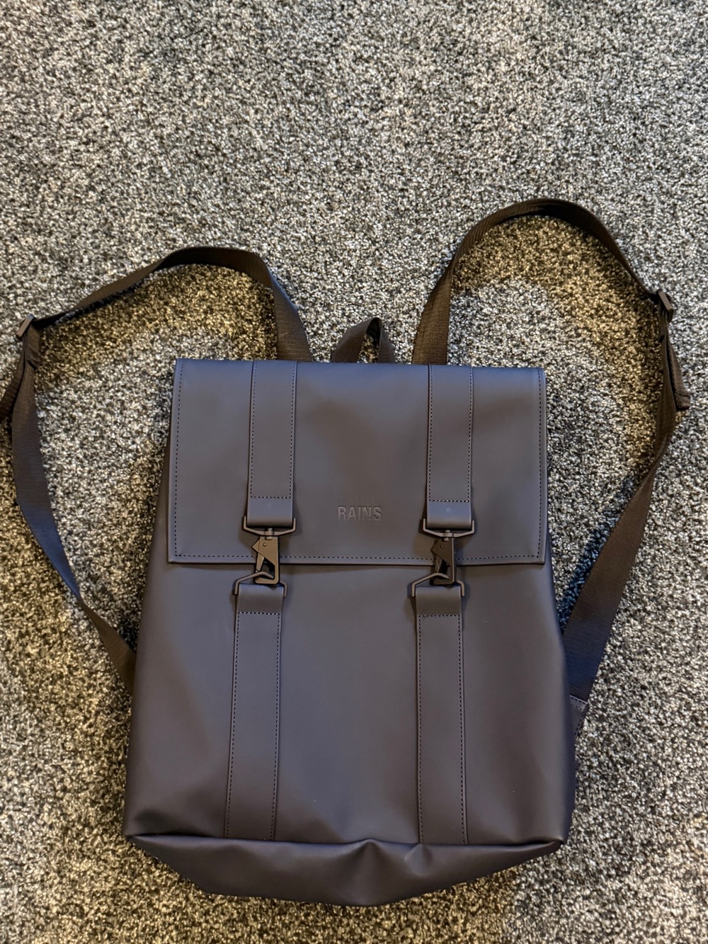 Rains dark navy matte roll-top backpack